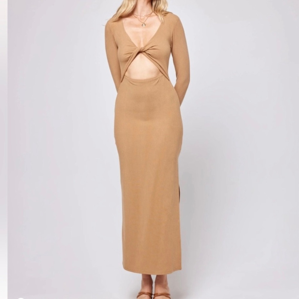 NEW L*Space “Hayden” Midi Dress in Tan Camel